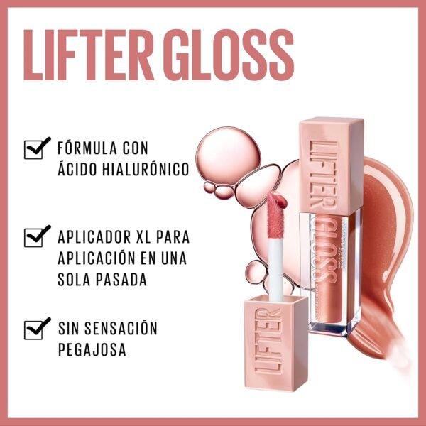 ⁦Maybelline New York Plumping & Hydrating Lip Gloss with Hyaluronic Acid, 5.4ml - Shade 004 (Silk) : Amazon.ae: Beauty⁩ - الصورة ⁦11⁩