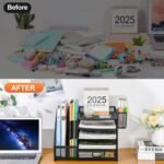TCCHDM Desk Organizer with File Holder, Mesh Desktop Organizer and Storage with Magazine Holder for Office Supplies,5-Tier Paper Letter Tray Organizer with Drawer and 2 Pen Holder, Amazon.ae: Office Products - Image 5