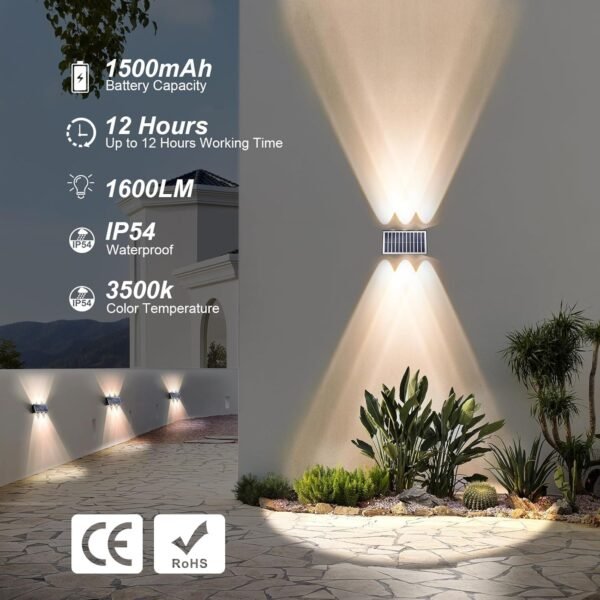4 Pcs Outdoor Solar Wall Light, Up & Down LED Scones – Warm White LED Sconce, Waterproof Garden Patio Fence Light Buy Online at Best Price in UAE - Amazon.ae - Image 8