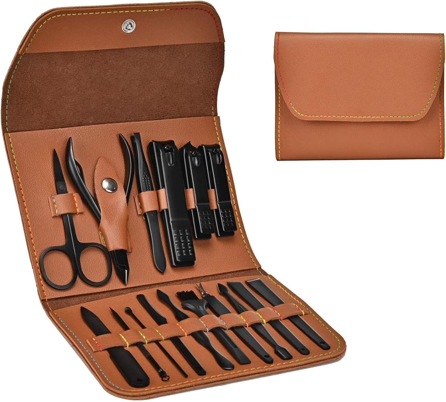 71djPuxgfUL._AC_SL1500_.jpg Juqiboom 16pcs Manicure Set with PU Leather Case Personal Care Tool Gift for Men/Women Birthday Christmas Anniversary Wedding Socks - Image 1