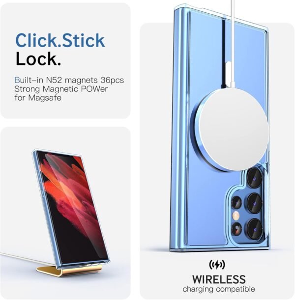 ANNGELAS Magnetic Phone Case Compatible with Samsung Galaxy S22 Ultra – Shockproof Clear Cell Phone Case Works with Wireless Charging, MagSafe Card Wallet – Sleek Protective Case – Mag Safe Case Buy Online at Best Price in UAE - Amazon.ae - Image 2