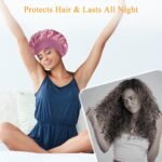 Satin Silk Bonnet compatible with Curly Hair, Hair Bonnet Silk Wrap for Sleeping, Night Sleep Cap for Women (Bean Paste) - Image 15