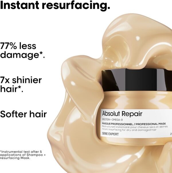 L'Oréal Professionnel Serie Expert Absolut Repair Hair Mask for Dry, Frizzy and Damaged Hair, Deep Nourishing Treatment, with Omega 9 & Protein, 250ml  Amazon.ae: Beauty - Image 9