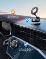 ⁦Lamicall Car Phone Holder 70LBS Vacuum Suction Dashboard & Windshield | 20X Mag safe Car Mount 360° Foldable Magnetic Mobile Holder for Car fit iPhone 17 16 15 14 Pro Max Gift Truck Black  Amazon.ae: Automotive⁩ - الصورة ⁦7⁩