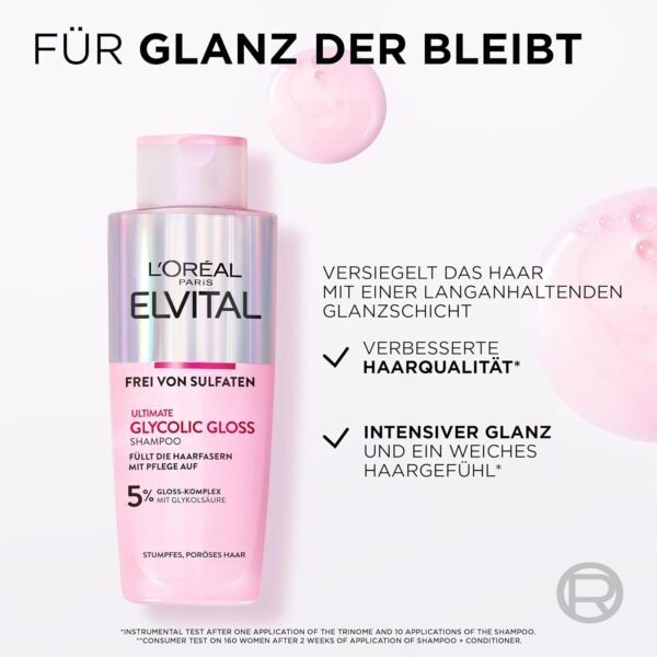 L'Oréal Paris Elvital Glycolic Gloss Bundle with Shampoo, Conditioner, 5 Minutes Hair Lamination for Dull Hair, Care Routine for Healthy Hair and Strong Shine, Set with Glycolic Acid, 3 Pieces Buy Online at Best Price - Image 9