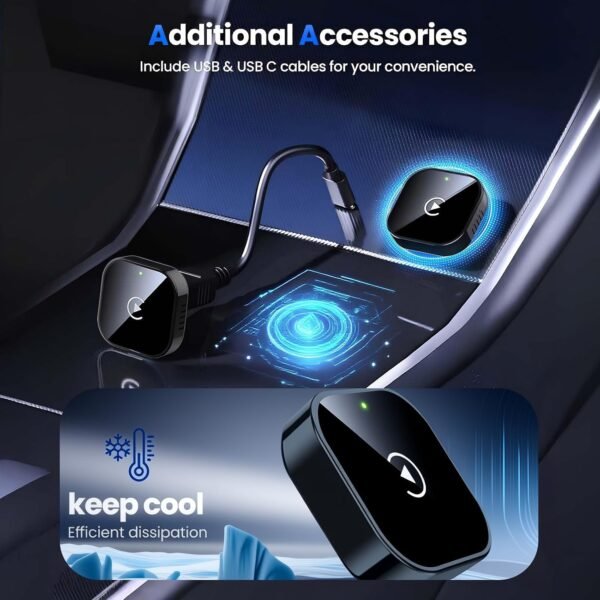 Yizro 2026 Wireless CarPlay Adapter for iPhone & Android Device | Fast Auto-Connect, Stable Connection, Mini Size Plug，Apple iPhone & Android, 2-in-1 Adapter, Convert Wired to Wireless Dongle Buy Online at Best Price in UAE - Amazon.ae - Image 2
