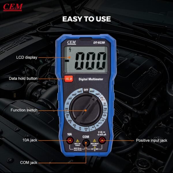 CEM Digital Multimeter TRMS 2000 Auto-ranging Counts,Multimeter featuring 0.5% DC and 0.8% Resistance measure accuracy,Voltage Tester for AC/DC Current Resistance Continuity Diode for Home Industrial Buy Online at Best Price in UAE - Amazon.ae - Image 15