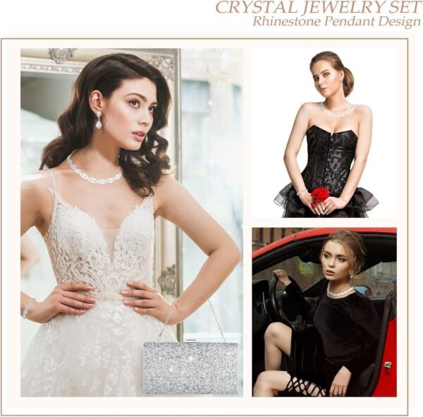 SYOSI Rhinestone Clutch Purse and 4-Piece Jewelry Set for Women | Elegant Sparkling Evening Accessories for Weddings, Bridal Events, Proms, and Formal Parties (188 characters) Buy Online at Best Price in UAE - Amazon.ae - Image 4
