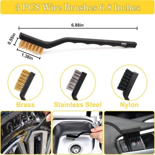 ⁦Oasisgalore 27-Piece Car Wash Kit Set, Car Cleaning Brush Accessories, Handheld Brushes for Interior/Exterior/Wheels (yellow)  Amazon.ae: Automotive⁩ - الصورة ⁦2⁩