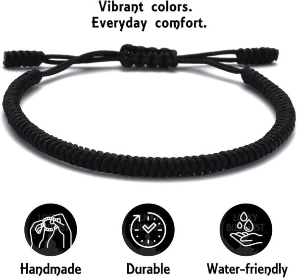 LUCKY BUDDHIST Handmade Bracelet + Buddhist Gift! Tibetan Good Luck String Armband. for Women, Men, Teens. Adjustable Size! Friendship Present. Handcrafted Rope Woven Chakra Wristband, 15–25 cm, Nylon - Image 13