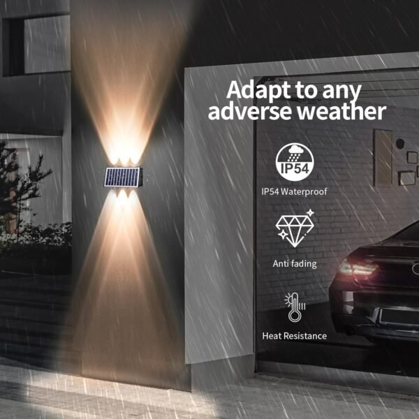 4 Pcs Outdoor Solar Wall Light, Up & Down LED Scones – Warm White LED Sconce, Waterproof Garden Patio Fence Light Buy Online at Best Price in UAE - Amazon.ae - Image 2