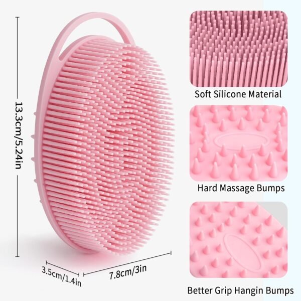⁦Eid Al Adha Mubarak Bath Silicon Scrubber 3 Pack Assorted Colors Black Pink Blue Premium Exfoliating Skin Cleansing Brush for Shower Spa Ramadan Islamic New Year Personal Care Supplies Buy Online at Best Price⁩ - الصورة ⁦2⁩