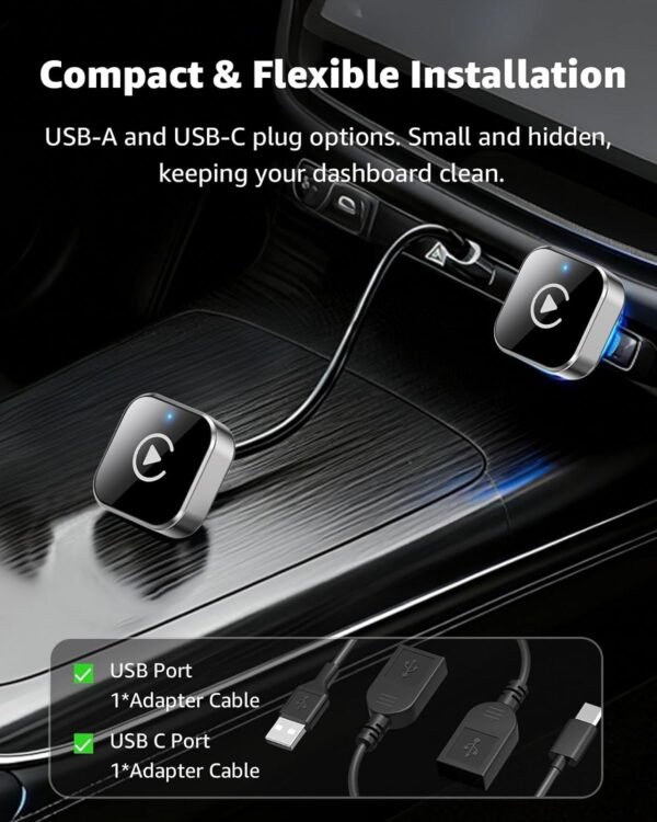CarPlay Wireless Adapter & Android Auto Adapter, 2026 Upgrade 2-in-1 Plug & Play USB/USB-C Dongle, Converts Wired to Wireless for Cars, Fast Stable Connection, Fits iPhone & Android, Silver Buy Online at Best Price in UAE - Amazon.ae - Image 4