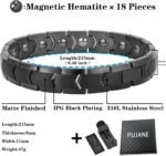 PUJANE Magnetic Hematite jewelry Bracelets for Men Women (Black) | 316L Stainless Steel, Power Balance Energy Magnets Stones, Gift, Adjustment Tool - Image 16
