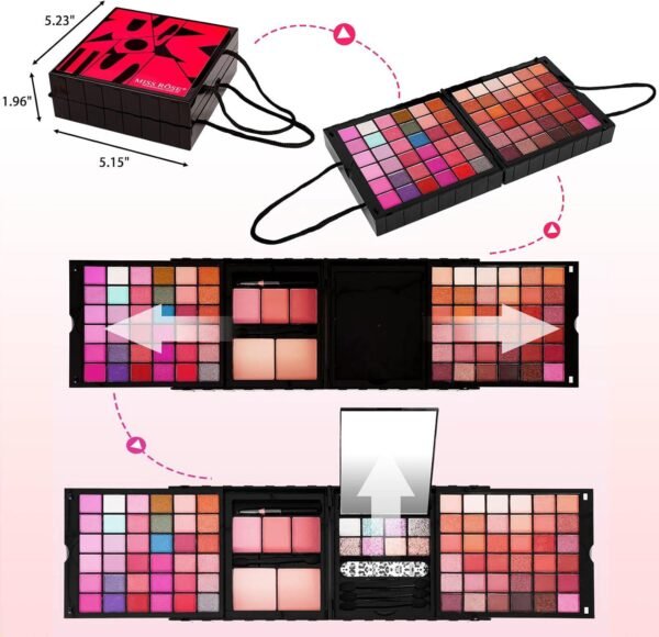 ⁦Miss Rose M 98 Color All In One Gift Makeup Kit Set, Include Eyeshadow Facial Blusher Eyebrow Powder Face Concealer Eyeliner Pencil And A Mirror,Makeup For Women Full Kit（379N)  Amazon.ae: Beauty⁩ - الصورة ⁦2⁩