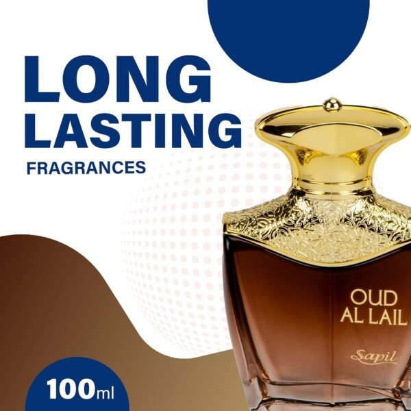 Sapil Oud al Lail Eau De Parfum 100ml, Affordable Luxury Unisex Perfume, Youthful Fragrance with Chamomile, Apricot, Amalfi Lemon Top Notes, Bold Blend Perfumes for Women and Men  Amazon.ae: Beauty - Image 2