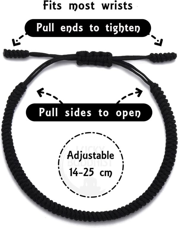 LUCKY BUDDHIST Handmade Bracelet + Buddhist Gift! Tibetan Good Luck String Armband. for Women, Men, Teens. Adjustable Size! Friendship Present. Handcrafted Rope Woven Chakra Wristband, 15–25 cm, Nylon - Image 4