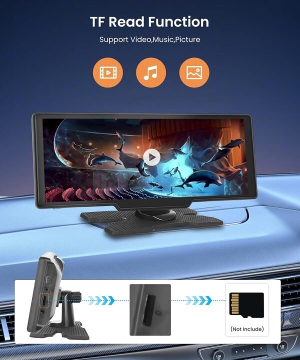⁦podofo 10.26 Touchscreen Portable Wireless Apple Carplay Car Stereo, Portable Car Screen Compatible with Bluetooth Hands-Free/GPS Navigation/Siri Assistant/Voice Control,7V-32V Suit for All Vehicles Buy Online at Best Price in UAE - Amazon.ae⁩ - الصورة ⁦7⁩
