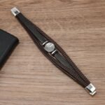 Multilayer Brown PU Leather Bracelet, Braided Magnetic-Clasp Wrap Bangle for Men - Image 12