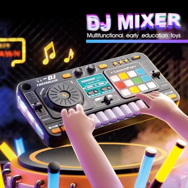 Kids DJ Mixer Controller Table Musical Toy Electronic Toy with Microphone Piano for Kid, DJ Board Key Musical Instruments Birthday Gift Toys for 3 4 5 6 7 Year Old Boy Girl (black) Buy Online at Best Price in UAE - Amazon.ae - Image 12