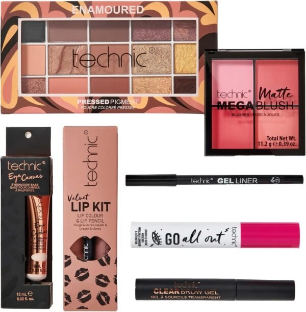 ⁦Technic Enamoured Makeup Super Save Set ! 8 Piece Full Face Kit – Complete Cosmetics Gift Set with Eyeshadow Lipstick Blush Highlighter Mascara, Full Size Vegan Cruelty Free Makeup Set  Amazon.ae: Beauty⁩ - الصورة ⁦7⁩