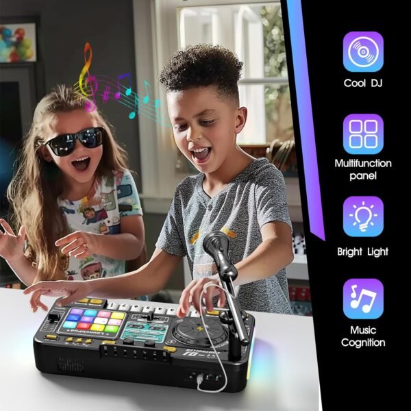 Kids DJ Mixer Controller Table Musical Toy Electronic Toy with Microphone Piano for Kid, DJ Board Key Musical Instruments Birthday Gift Toys for 3 4 5 6 7 Year Old Boy Girl (black) Buy Online at Best Price in UAE - Amazon.ae - Image 4