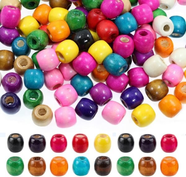 ⁦200Pcs Large Hole Wood Beads, BetterJonny Assorted Color Wooden Beads Hair Braid Beads 16x16-17mm for Macrame Rosary Bracelet Jewelry Craft Making  Amazon.ae: Arts & Crafts⁩ - الصورة ⁦8⁩