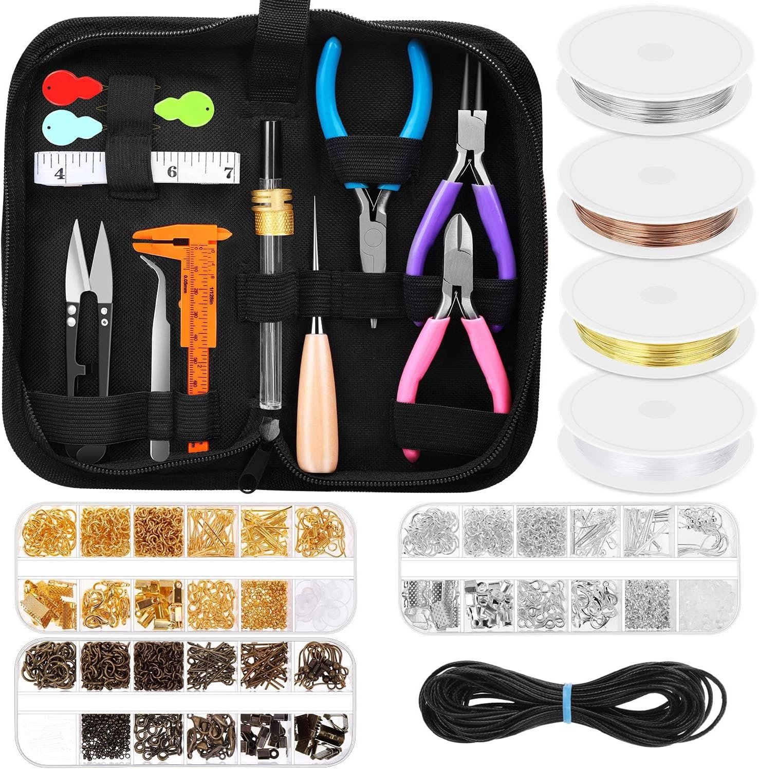 81ReKP20hZL._AC_SL1500_.jpg Jewelry Making Kit with Complete Jewelry Tools, Wire and Findings Set for DIY, Repair, Beading, Jewelry Making Tools for Beginners and Professionals permanent Amazon.ae: Arts & Crafts - Image 1