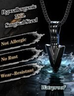 Jstyle Stainless Steel Pendant Necklace for Mens Boys Cool Spearpoint Arrowhead Pendant Chain Necklace Set - Image 13