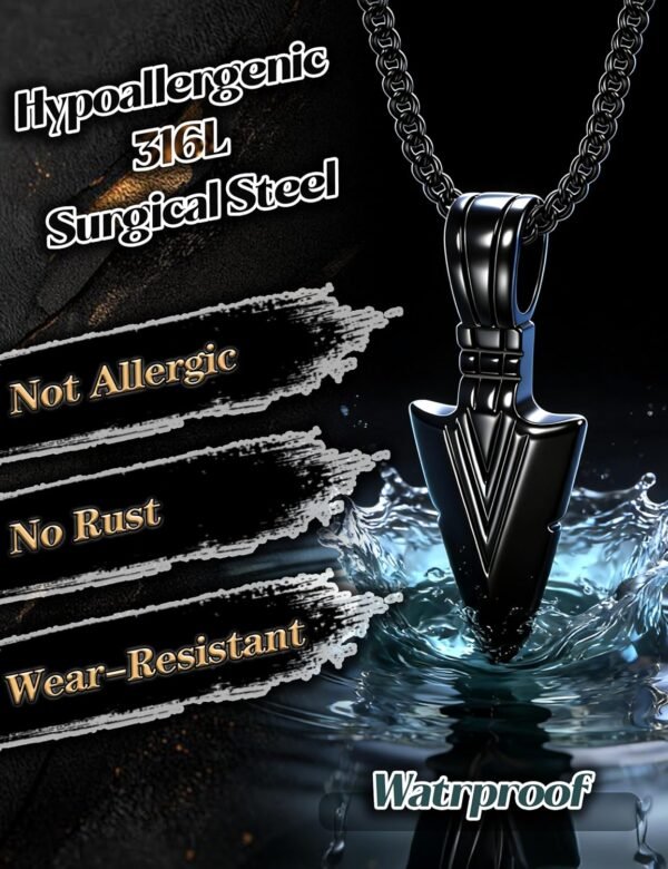 Jstyle Stainless Steel Pendant Necklace for Mens Boys Cool Spearpoint Arrowhead Pendant Chain Necklace Set - Image 4