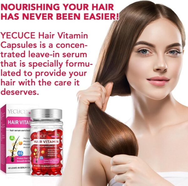 ⁦Hair Care Essential Oil, Single Pack Hair Oil, Repairing and Moisturizing Formula, No Need to Rinse Unisex, Capsules Make Hair Healthier Softer and More Shiny Capsules 40 (Red)⁩ - الصورة ⁦13⁩