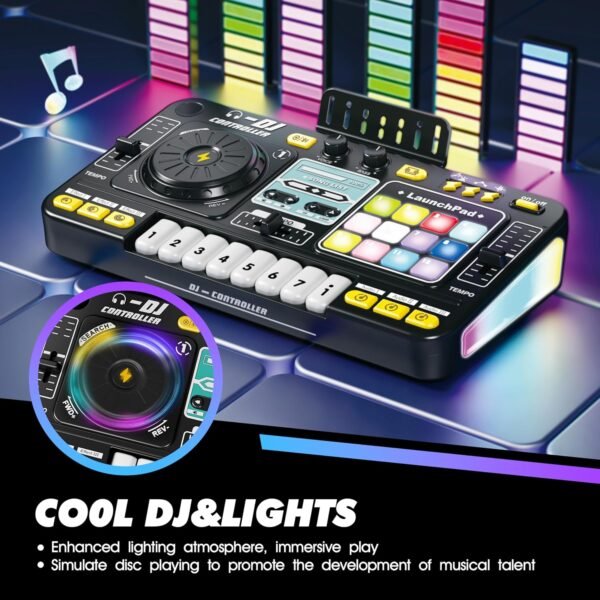 Kids DJ Mixer Controller Table Musical Toy Electronic Toy with Microphone Piano for Kid, DJ Board Key Musical Instruments Birthday Gift Toys for 3 4 5 6 7 Year Old Boy Girl (black) Buy Online at Best Price in UAE - Amazon.ae - Image 15
