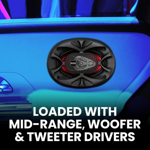 ⁦BOSS Audio Systems CH4630 Chaos Exxtreme Series 4 x 6 Inch Car Door Speakers - 250 Watts Max (per Pair), Coaxial, 3 Way, Full Range, 4 Ohms, Sold in Pairs, Bocinas para Carro Buy Online at Best Price in UAE - Amazon.ae⁩ - الصورة ⁦4⁩
