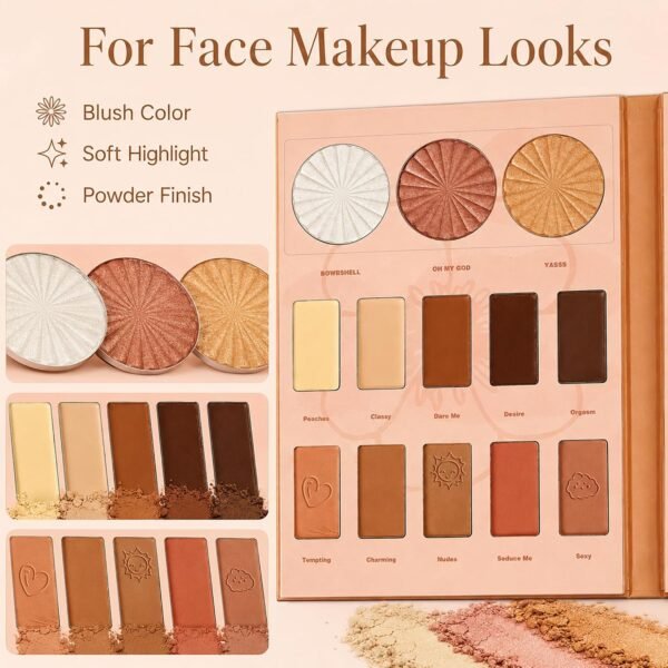 All-in-One Makeup Palette Cosmetic Set Eyeshadow Blush Highlighter Pressed Powder Brow Shades Book Style Multi Color Face Eye Kit for Daily Makeup  Amazon.ae: Beauty - Image 4