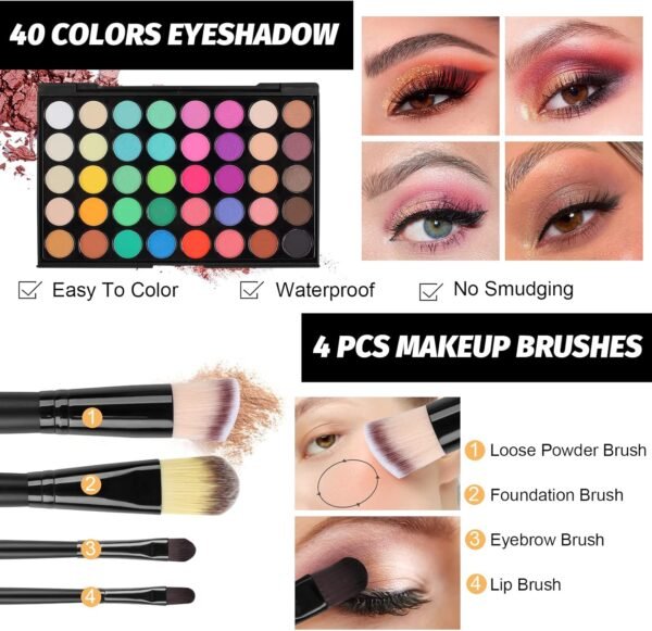 ⁦Fenshine All-In-One Makeup Kit for Women - Essential Starter Bundle With Eyeshadow Palette, Lipstick, Eyebrow Pencil, Brush Set for Beginners  Amazon.ae Beauty - Color : multicoloured⁩ - الصورة ⁦10⁩