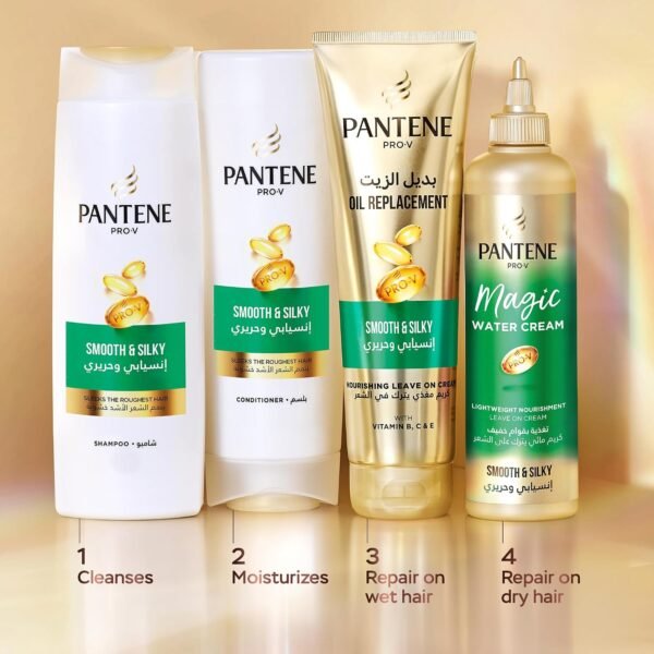 Pantene Pro-V Smooth & Silky Oil Replacement Leave-On Cream to Control Frizz - Repairs Damage & Nourishes Deeply with Vitamins B, C & E 275ml Buy Online at Best Price - Image 7