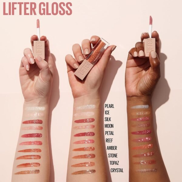 ⁦Maybelline New York Plumping & Hydrating Lip Gloss with Hyaluronic Acid, 5.4ml - Shade 004 (Silk) : Amazon.ae: Beauty⁩ - الصورة ⁦12⁩