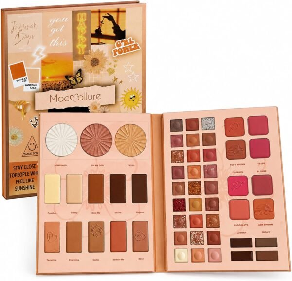 All-in-One Makeup Palette Cosmetic Set Eyeshadow Blush Highlighter Pressed Powder Brow Shades Book Style Multi Color Face Eye Kit for Daily Makeup  Amazon.ae: Beauty - Image 8