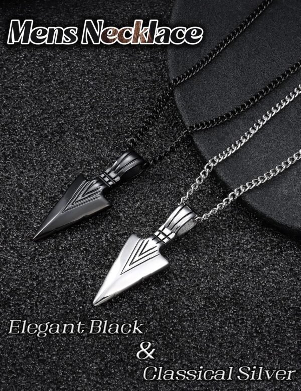 Jstyle Stainless Steel Pendant Necklace for Mens Boys Cool Spearpoint Arrowhead Pendant Chain Necklace Set - Image 7
