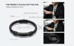 Valentine's Day Gift for Him, Braided Leather Bracelet for Men, Black Leather with Stainless Steel Clasp, Stylish Infinity Cuff Bracelet, Wristband Gift for Men, 21cm / 8.26 inches - Image 4